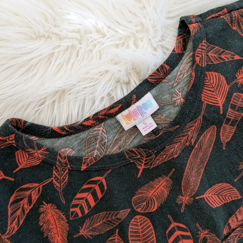 {Lularoe} Carly Swing Dress with Leaf Print, size small - Picture 3 of 4